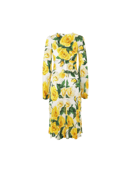 Roses Printed Viscose Dress-DOLCE&GABBANA-JOHN JULIA