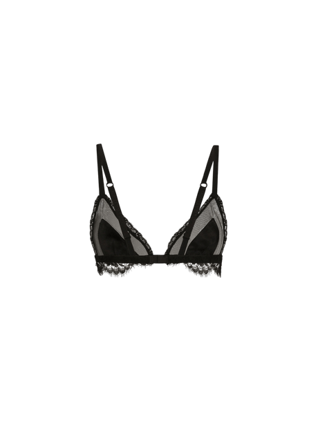 Satin and Tulle Triangle Bra-DOLCE&GABBANA-JOHN JULIA