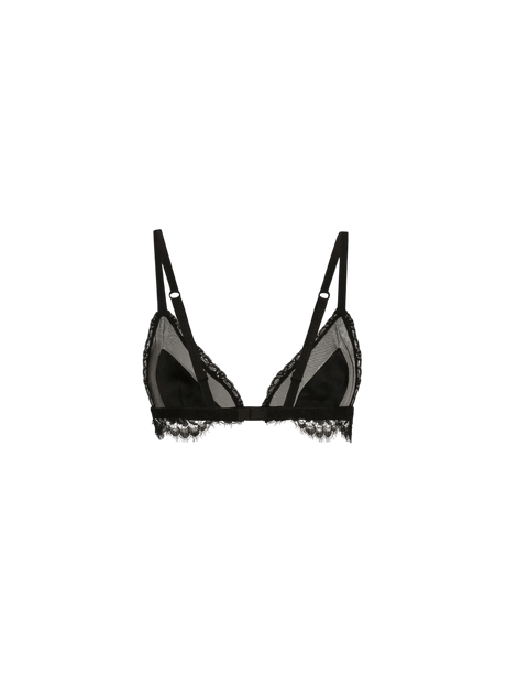 Satin and Tulle Triangle Bra-DOLCE&GABBANA-JOHN JULIA