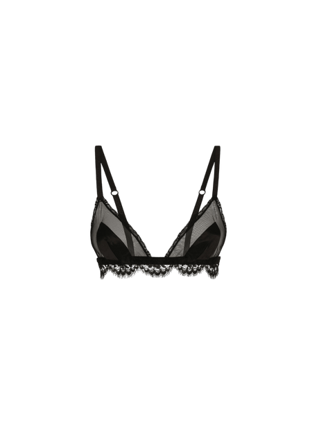 Satin and Tulle Triangle Bra-DOLCE&GABBANA-JOHN JULIA