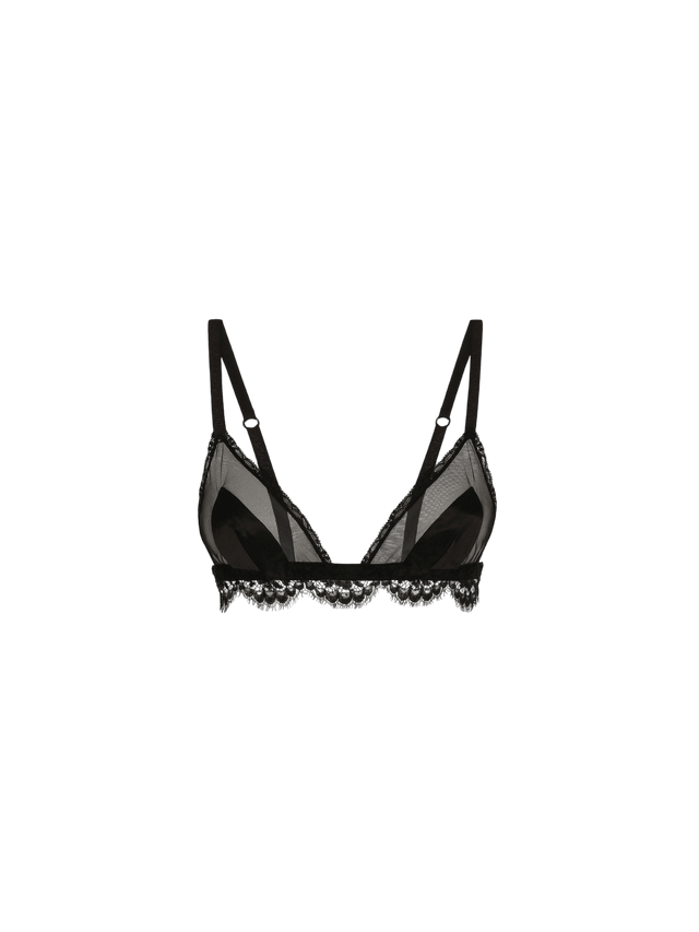 Satin and Tulle Triangle Bra-DOLCE&GABBANA-JOHN JULIA