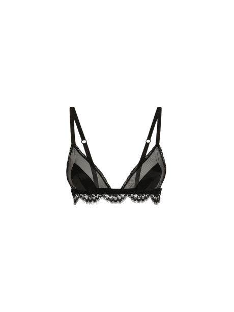 Satin and Tulle Triangle Bra-DOLCE&GABBANA-JOHN JULIA