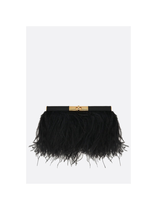 Satin Shoulder Bag With Feathers-DOLCE&GABBANA-JOHN JULIA