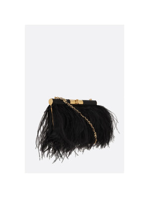 Satin Shoulder Bag With Feathers-DOLCE&GABBANA-JOHN JULIA