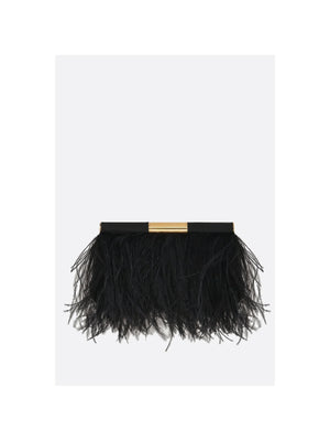 Satin Shoulder Bag With Feathers-DOLCE&GABBANA-JOHN JULIA