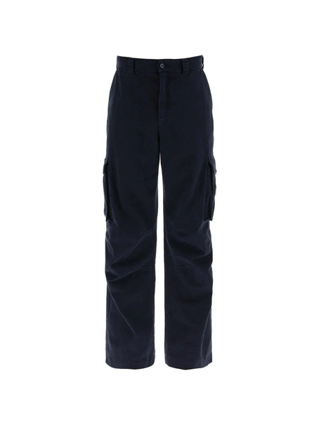 Blue Scuro Relaxed Fit Cotton Drill Cargo Pants With Logo Plaque DOLCE & GABBANA JOHN JULIA.