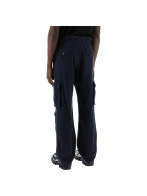 Blue Scuro Relaxed Fit Cotton Drill Cargo Pants With Logo Plaque DOLCE & GABBANA JOHN JULIA.