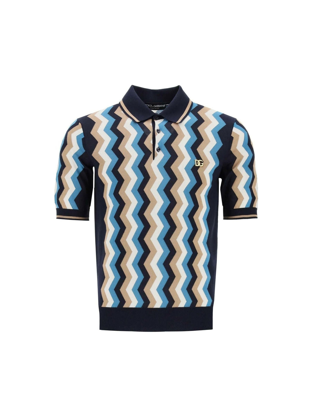 Short-sleeved polo-shirt with zig-zag inlay DOLCE & GABBANA JOHN JULIA.