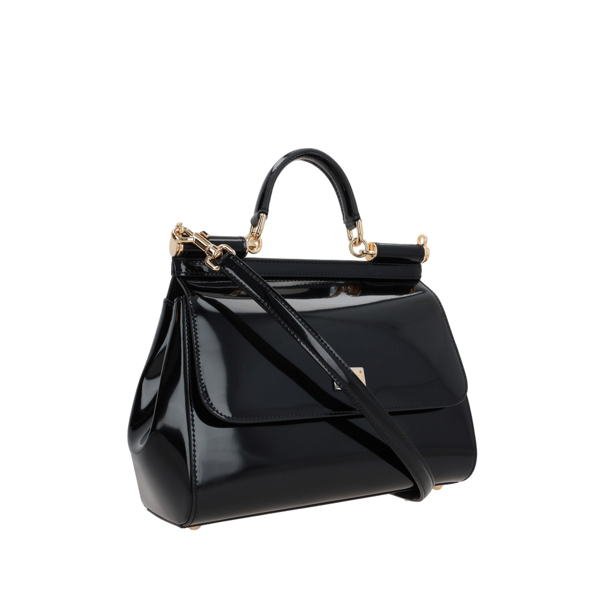 Sicily Large Patent Leather Top Handle Bag-DOLCE&GABBANA-JOHN JULIA