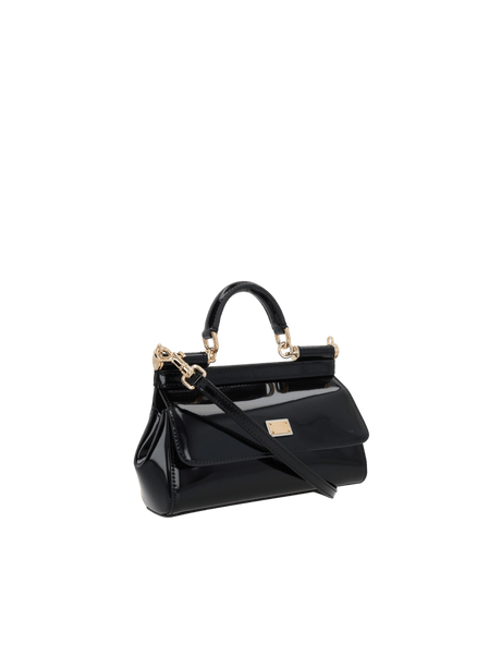 DOLCE&GABBANA-Small Sicily Patent Leather Handbag-JOHN JULIA