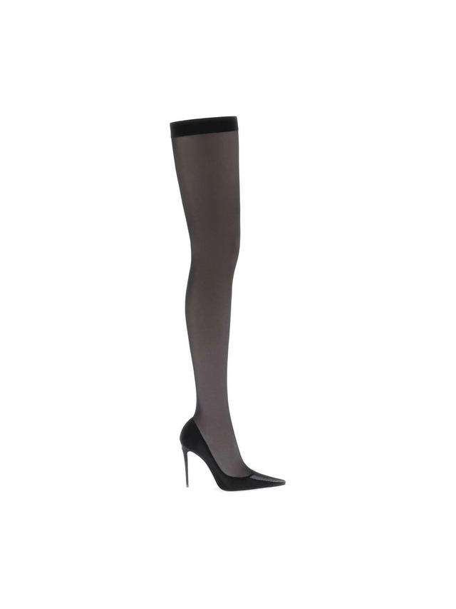 Stretch Tulle Thigh High Boots DOLCE & GABBANA JOHN JULIA.