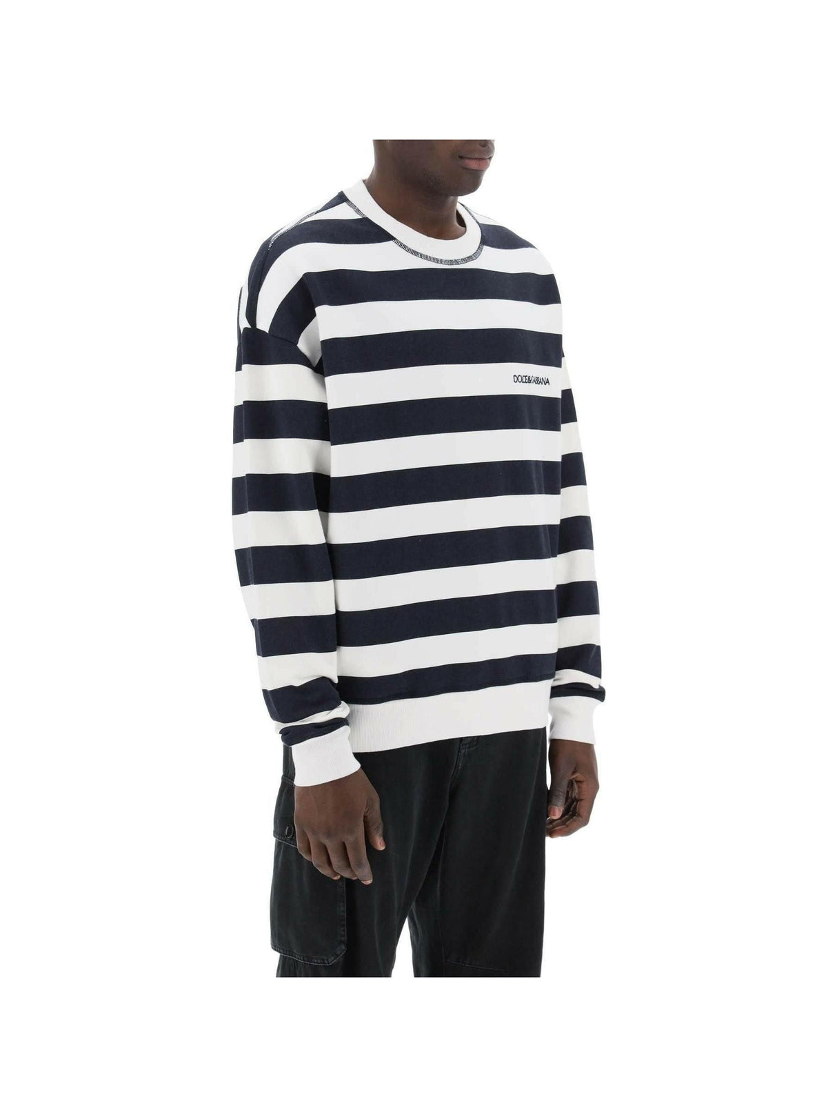 Striped sweatshirt with embroidered logo DOLCE & GABBANA JOHN JULIA.