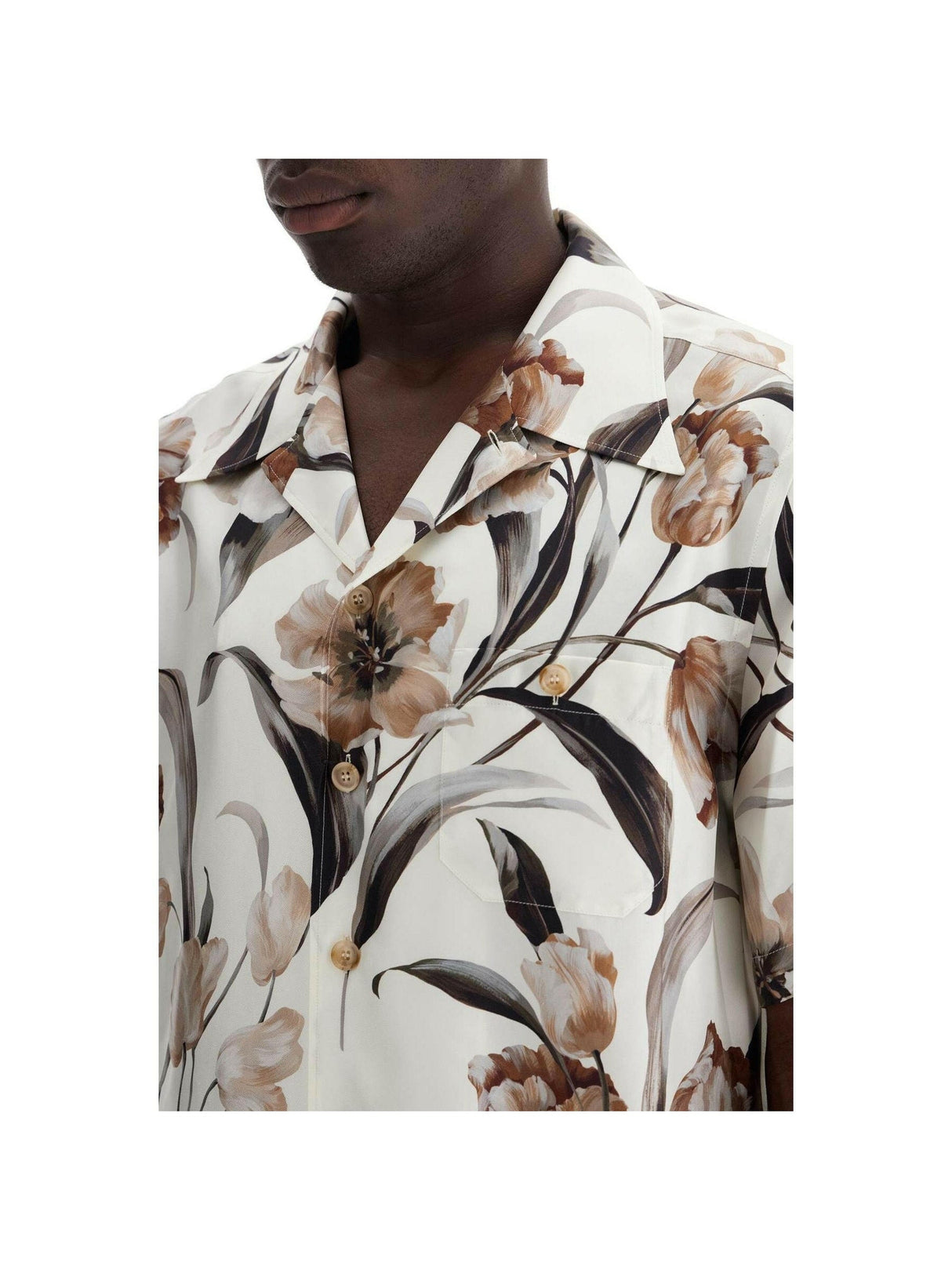 Tulip Print Silk Hawaiian Shirt.