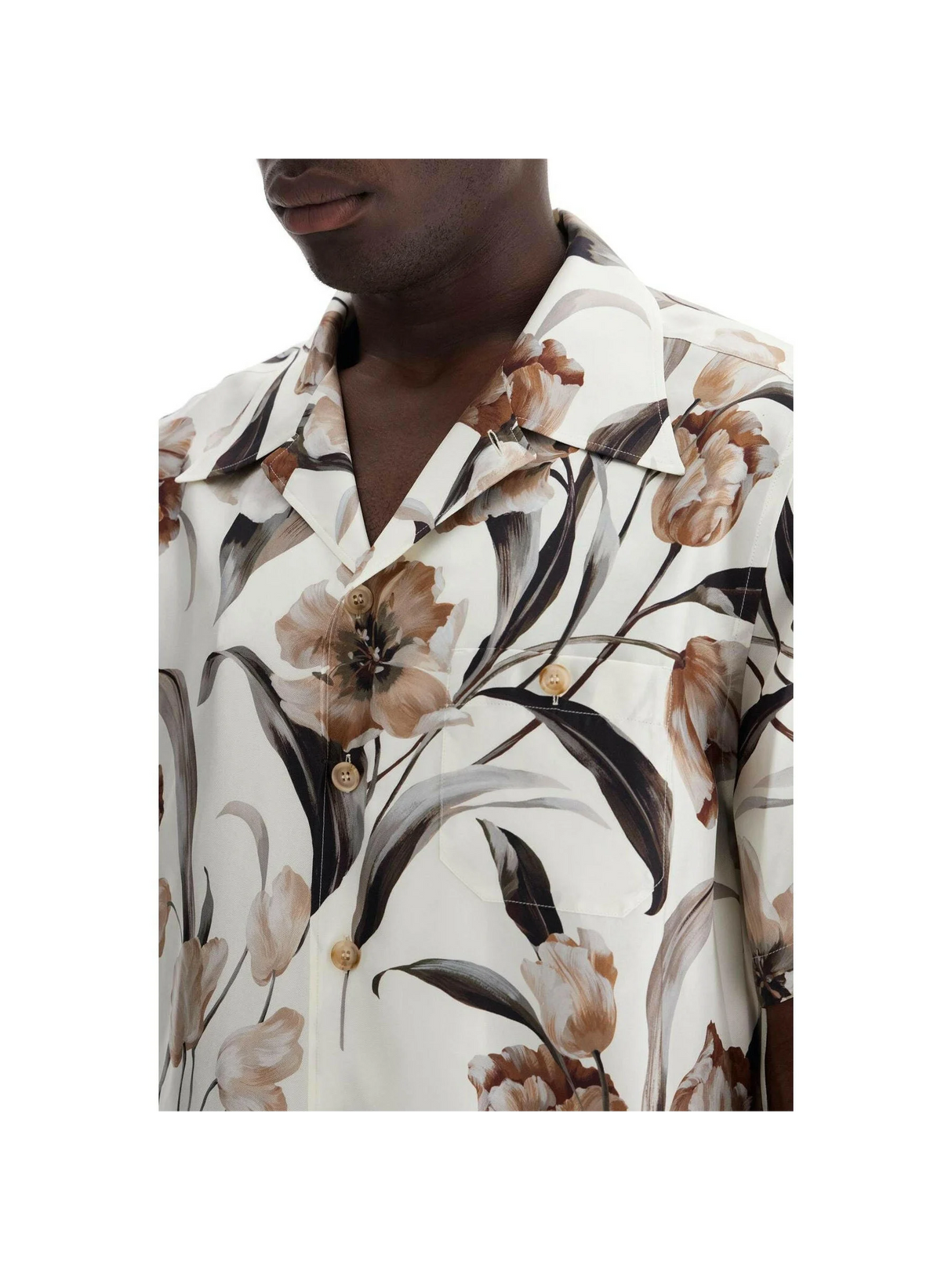 Tulip Print Silk Hawaiian Shirt.