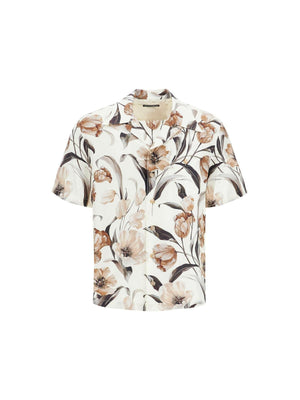 Tulip Print Silk Hawaiian Shirt.