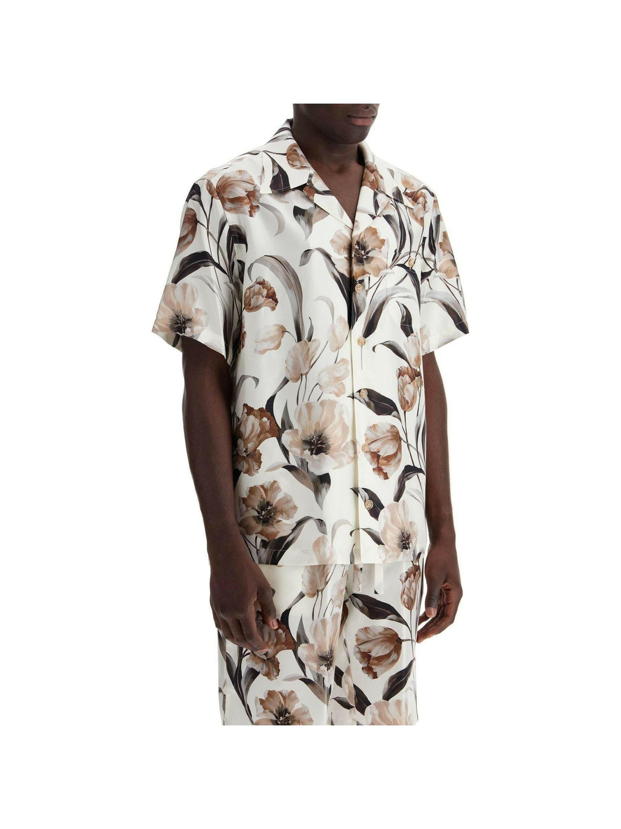 Tulip Print Silk Hawaiian Shirt.