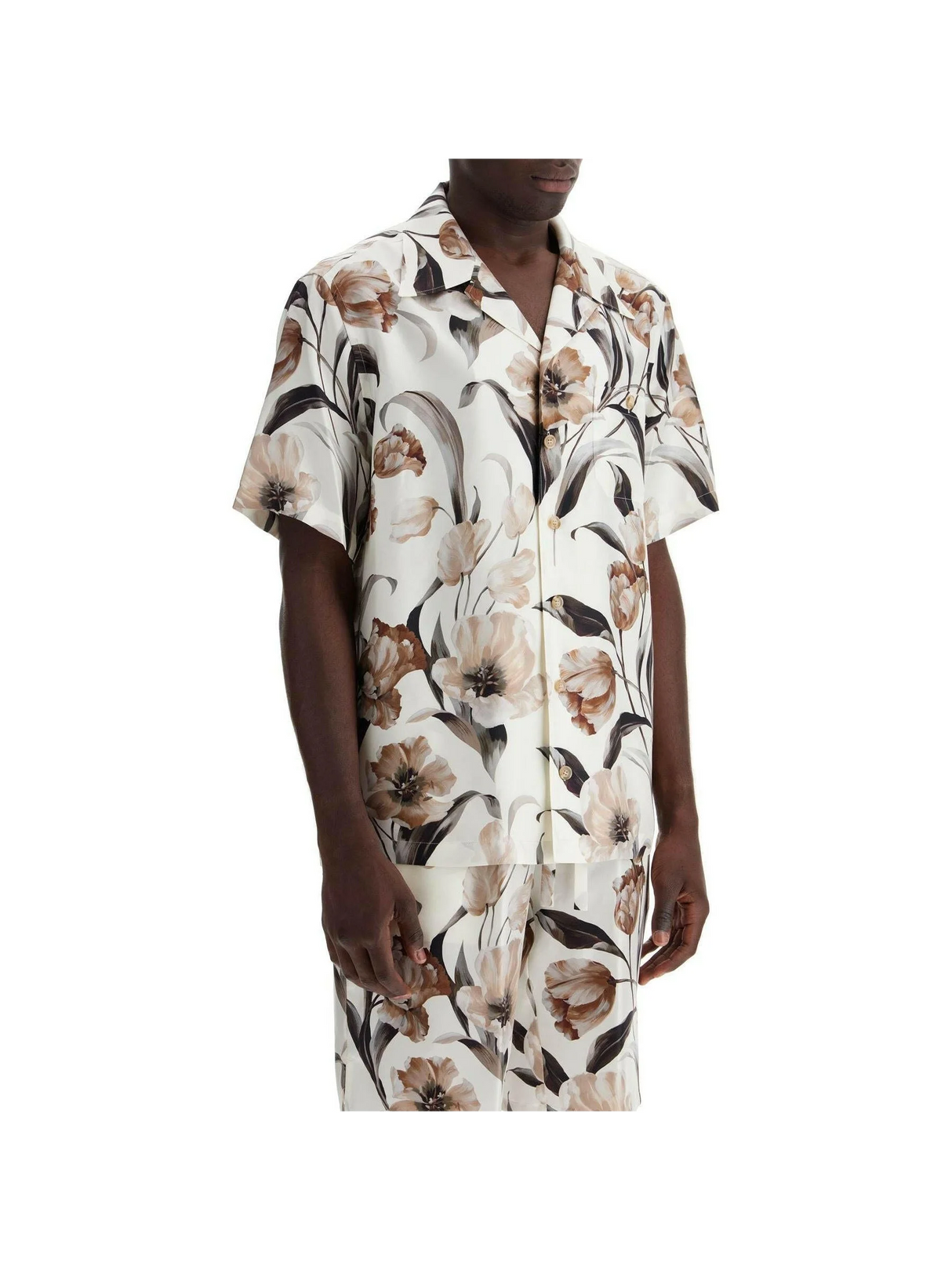 Tulip Print Silk Hawaiian Shirt.