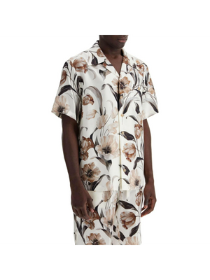 Tulip Print Silk Hawaiian Shirt.