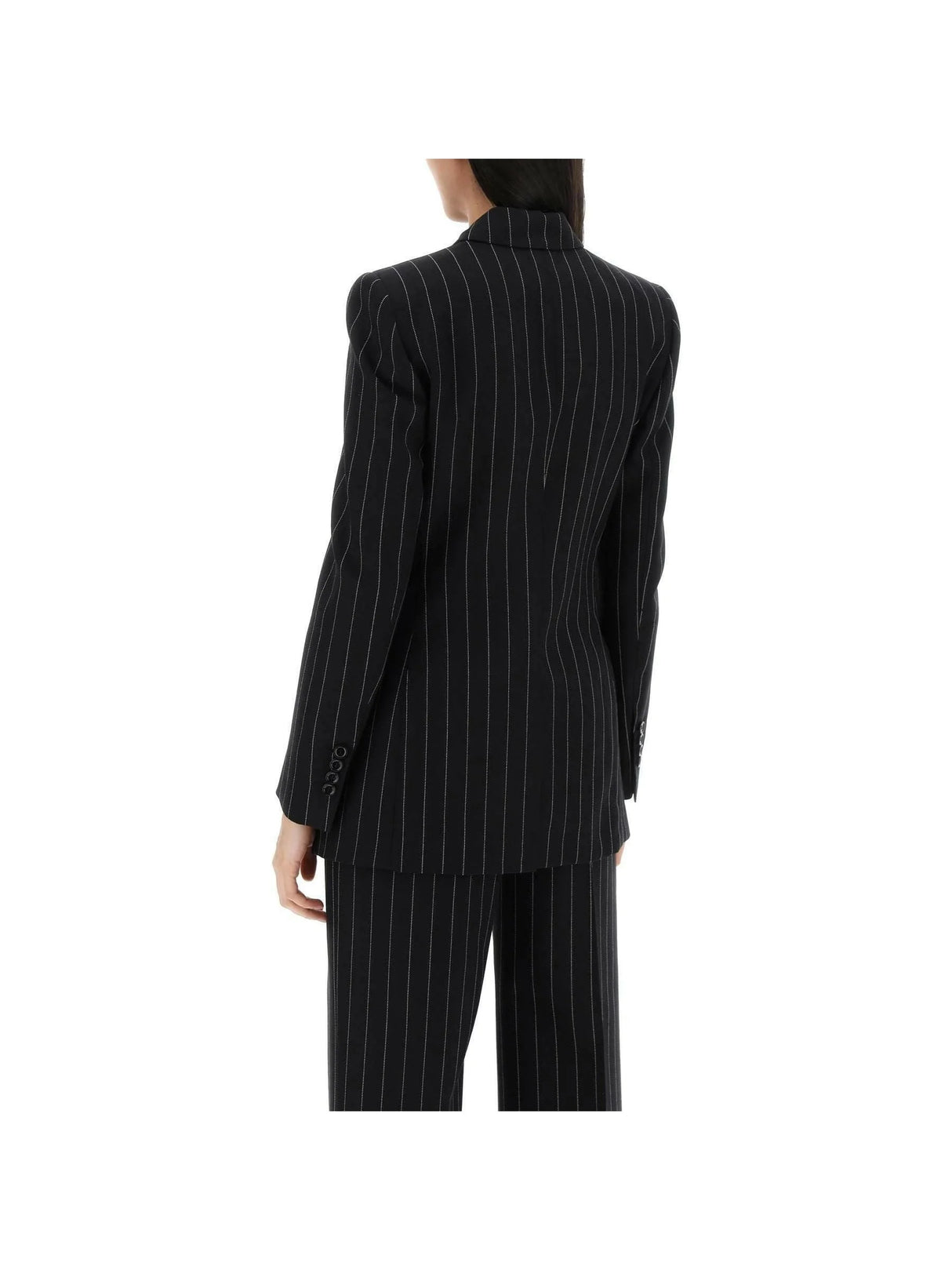 Black 'Turlington' Pinstripe Double-Breasted Jacket DOLCE & GABBANA JOHN JULIA.