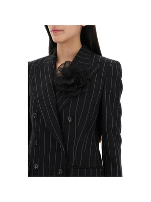 Black 'Turlington' Pinstripe Double-Breasted Jacket DOLCE & GABBANA JOHN JULIA.