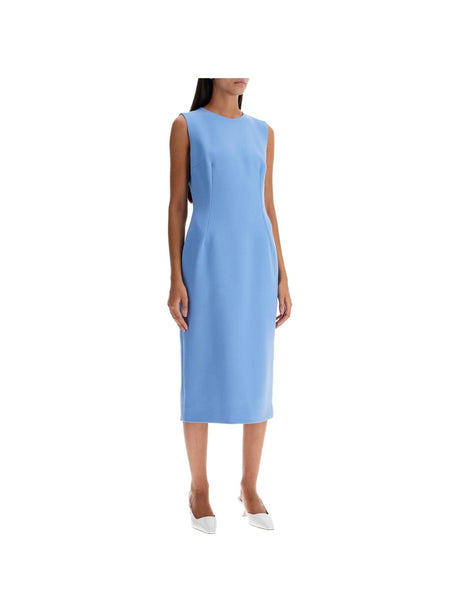 Wool Crepe Sheath Midi Dress With Tube