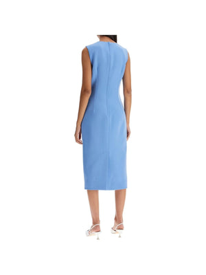 Wool Crepe Sheath Midi Dress With Tube