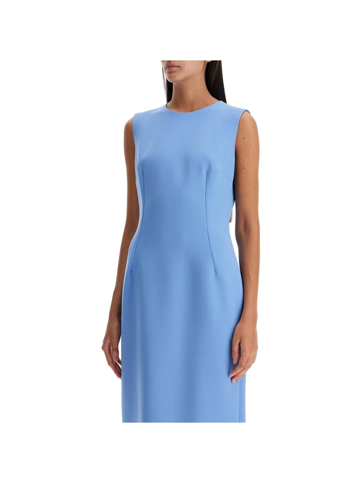 Wool Crepe Sheath Midi Dress With Tube