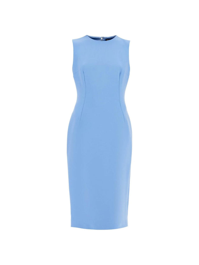 Wool Crepe Sheath Midi Dress With Tube