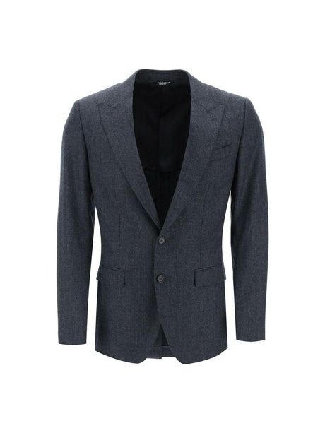 Virgin Wool Two-Button Peak Lapel Blazer DOLCE & GABBANA JOHN JULIA.