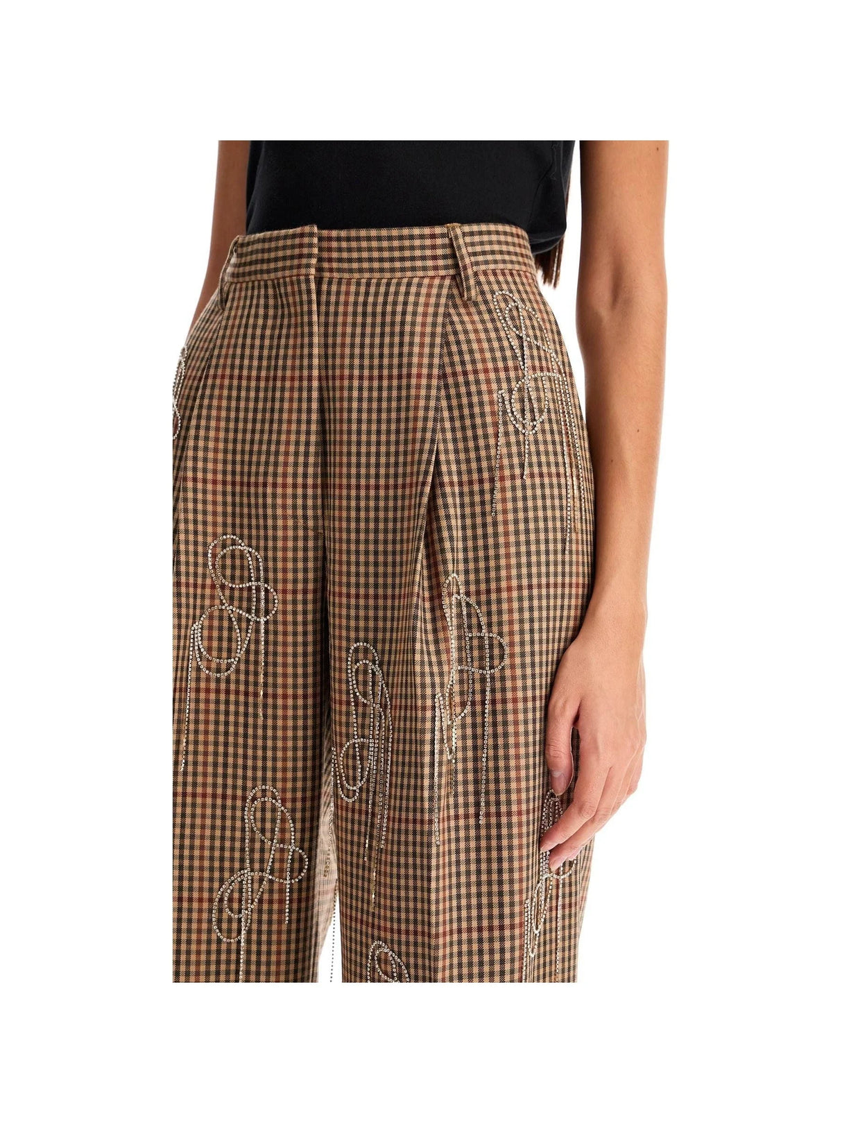 Crystal Embellished Wool Pants-Dries Van Noten-JOHN JULIA