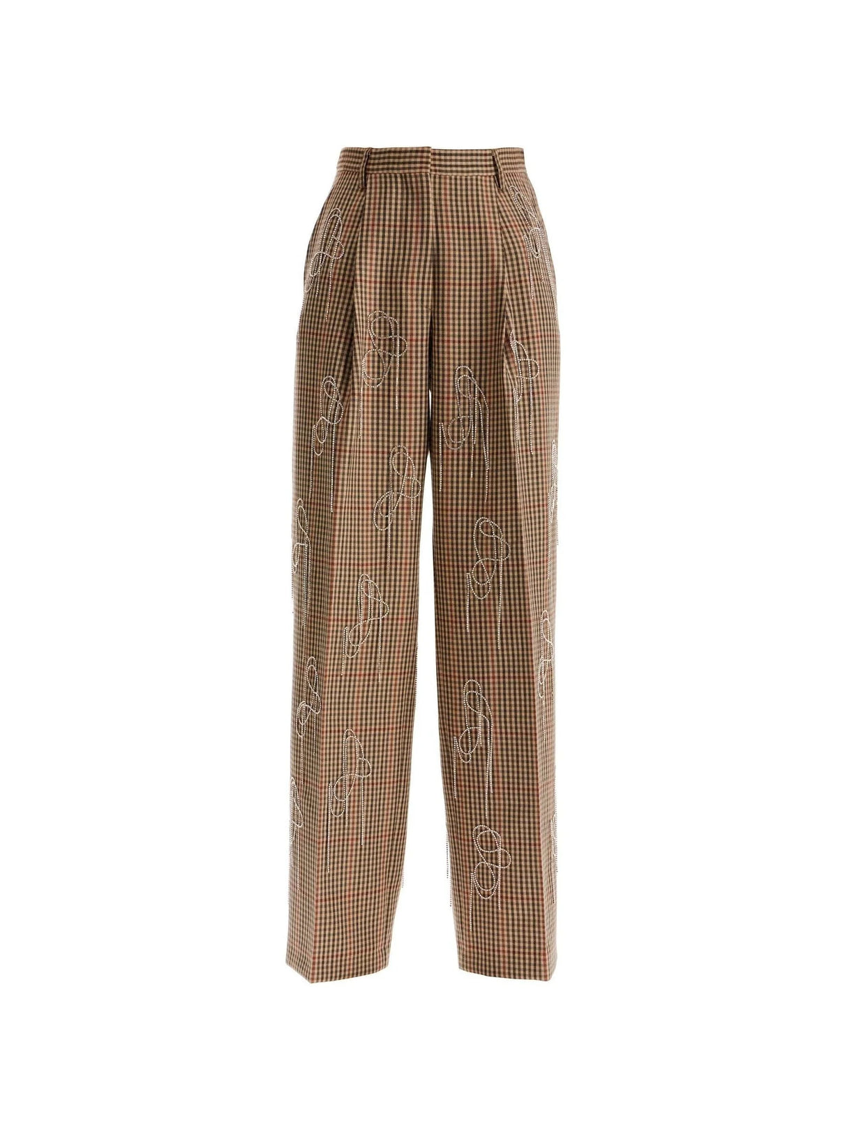 Crystal Embellished Wool Pants-Dries Van Noten-JOHN JULIA