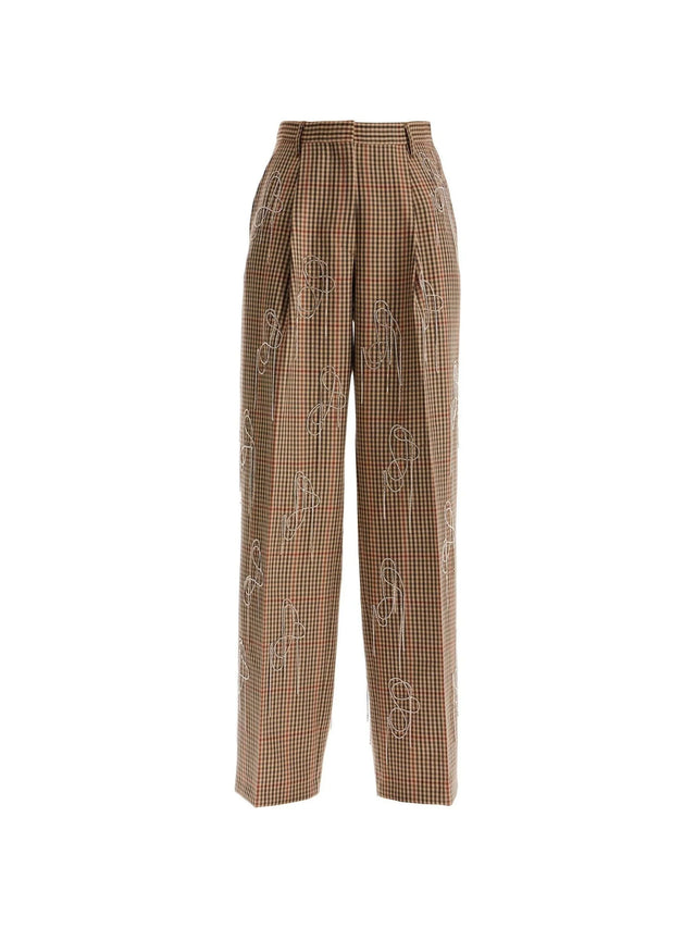 Crystal Embellished Wool Pants-Dries Van Noten-JOHN JULIA