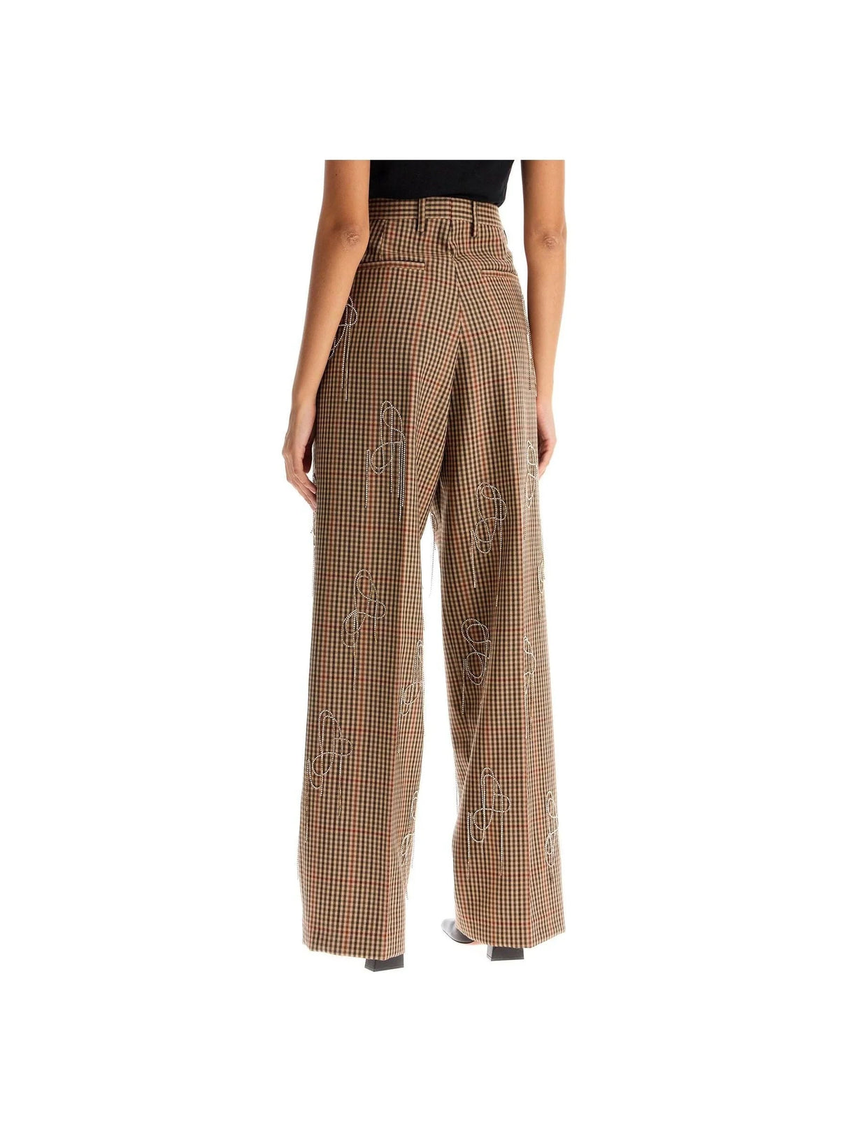 Crystal Embellished Wool Pants-Dries Van Noten-JOHN JULIA