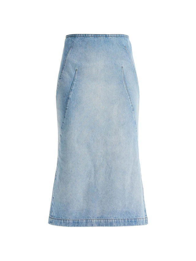 Distressed Denim Midi Skirt-Dries Van Noten-JOHN JULIA