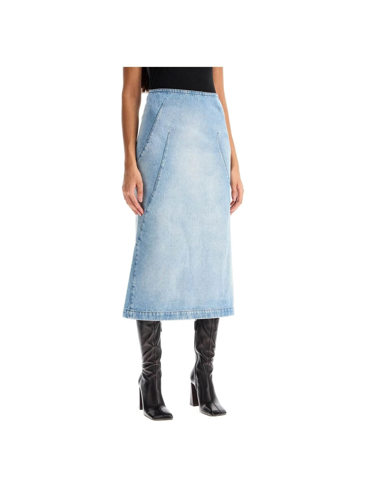 Distressed Denim Midi Skirt-Dries Van Noten-JOHN JULIA