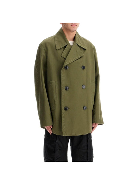 Double-breasted Overdyed Cotton Coat-Dries Van Noten-JOHN JULIA