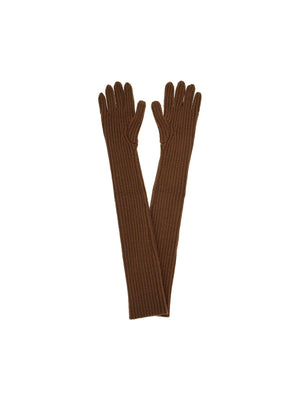 Long Ribbed Wool Gloves