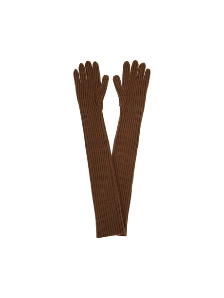 Long Ribbed Wool Gloves