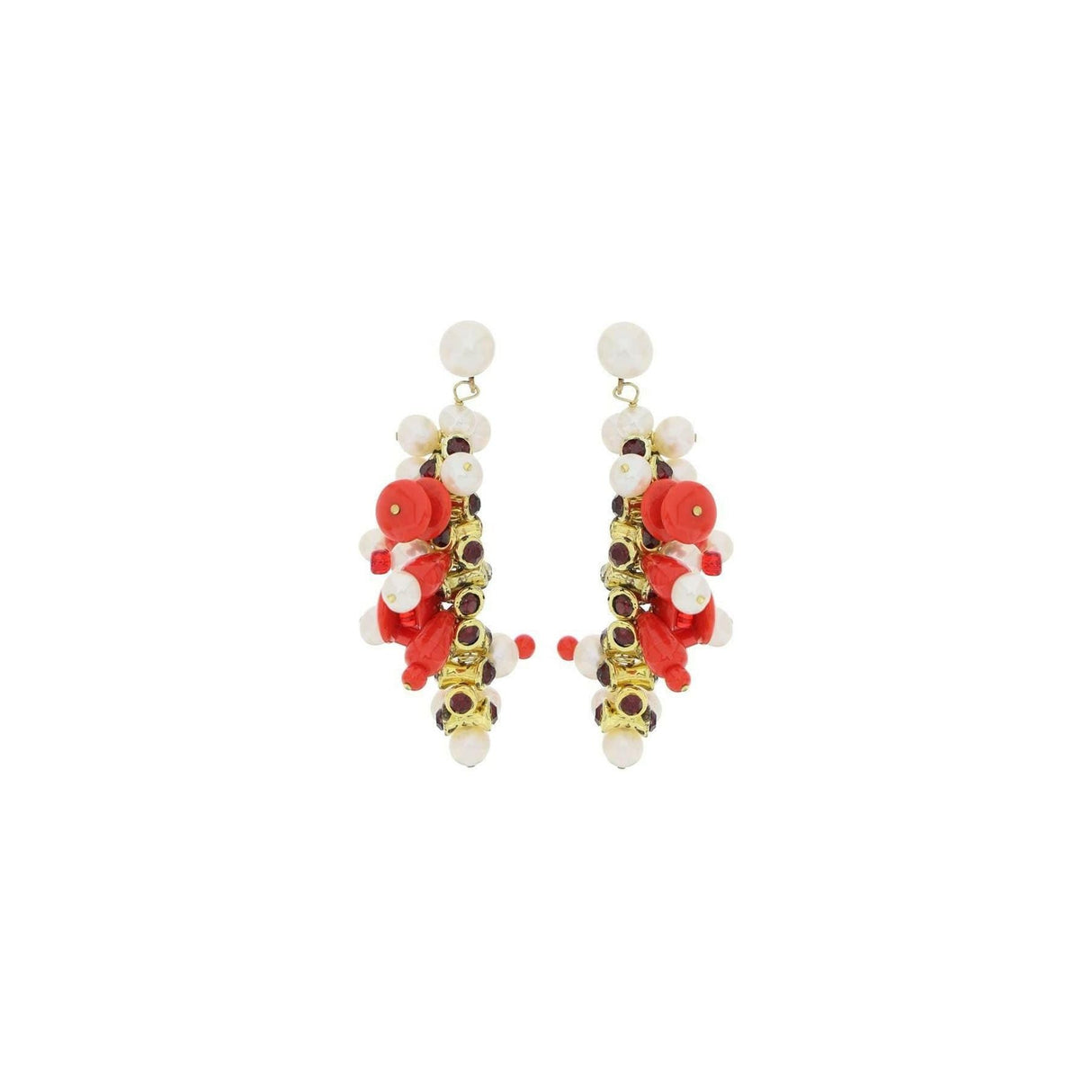 Red Embellished Earstuds DRIES VAN NOTEN JOHN JULIA.