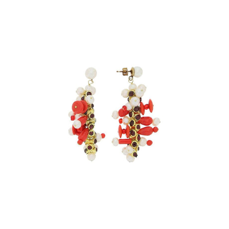 Red Embellished Earstuds DRIES VAN NOTEN JOHN JULIA.