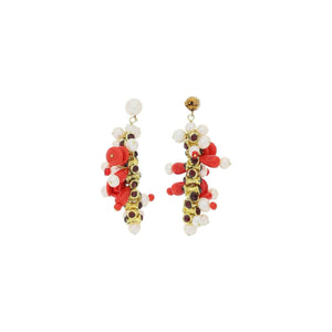 Red Embellished Earstuds DRIES VAN NOTEN JOHN JULIA.