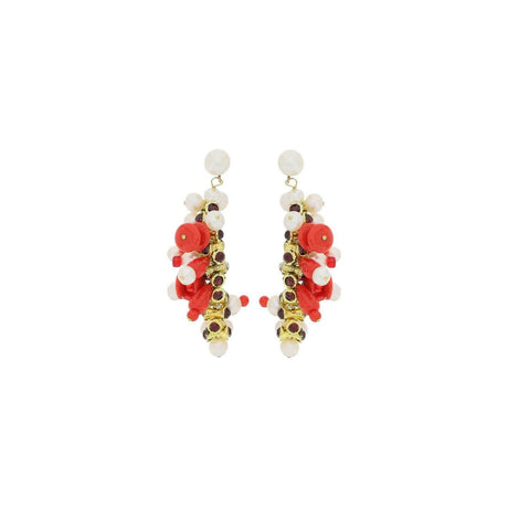 Red Embellished Earstuds DRIES VAN NOTEN JOHN JULIA.