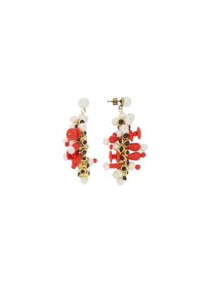 Red Embellished Earstuds DRIES VAN NOTEN JOHN JULIA.