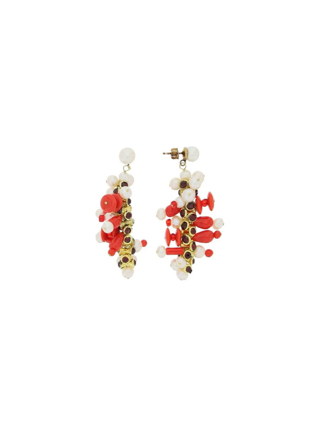 Red Embellished Earstuds DRIES VAN NOTEN JOHN JULIA.