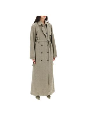 Renwick Cotton-Blend Prince of Wales Floor-Length Trench Coat DRIES VAN NOTEN JOHN JULIA.