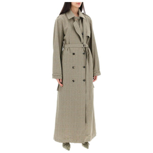 Renwick Cotton-Blend Prince of Wales Floor-Length Trench Coat DRIES VAN NOTEN JOHN JULIA.