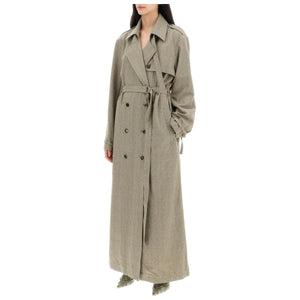 Renwick Cotton-Blend Prince of Wales Floor-Length Trench Coat DRIES VAN NOTEN JOHN JULIA.