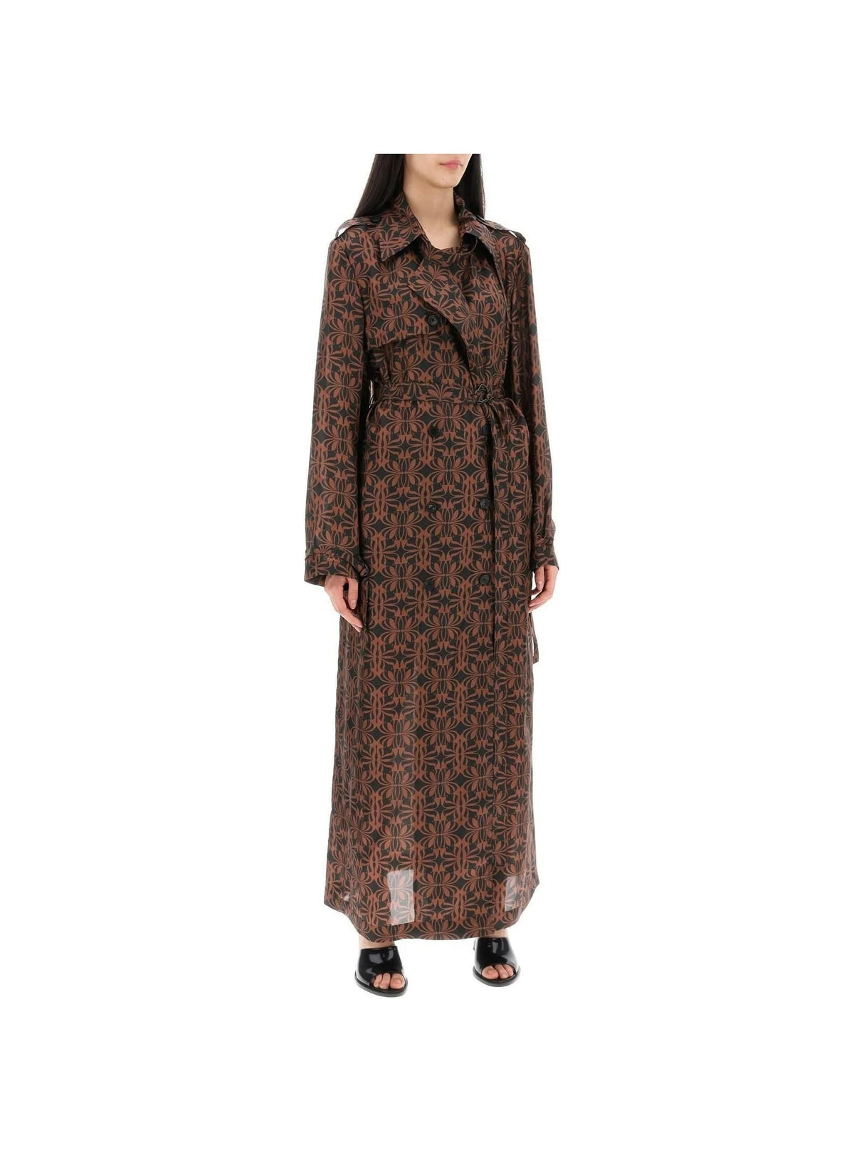 Renwicks Silk Chiffon Dust Coat with Print Detail DRIES VAN NOTEN JOHN JULIA.