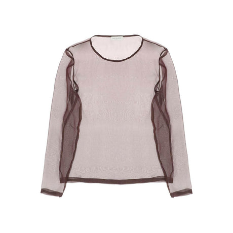 Bordeaux Shimmering Silk Chiffon Top DRIES VAN NOTEN JOHN JULIA.