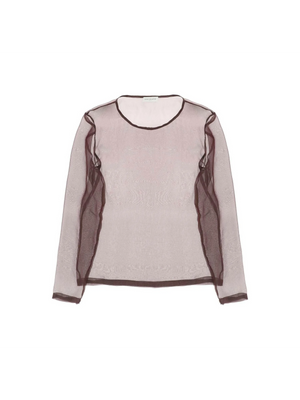 Bordeaux Shimmering Silk Chiffon Top DRIES VAN NOTEN JOHN JULIA.